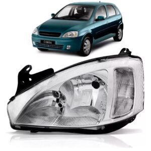 Farol Corsa 2003 A 2007 Cromado Pisca Raiado Le Esquerdo/motorista