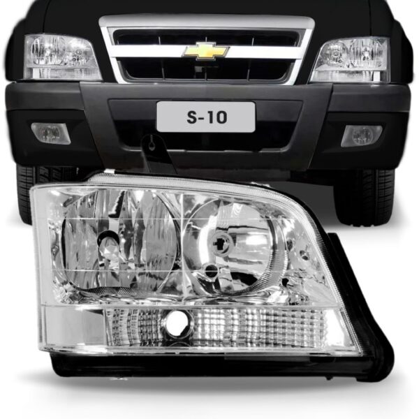 Farol S10 Blazer 01 02 2003 2004 2005 06/11 Cristal 1ª Linha Direito/passageiro