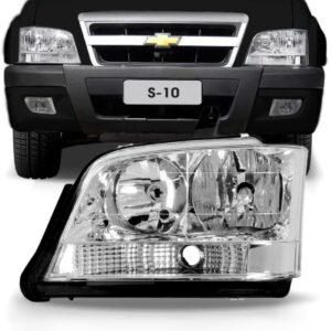 Farol S10 Blazer 01 02 2003 2004 2005 06/11 Cristal 1ª Linha Esquerdo/motorista