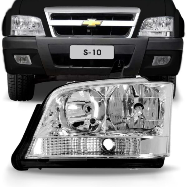 Farol S10 Blazer 01 02 2003 2004 2005 06/11 Cristal 1ª Linha Esquerdo/motorista