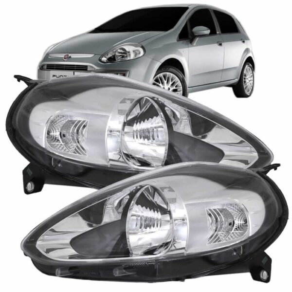 Farol Fiat Punto Máscara Cromada 2012 A 2017. 1ª Linha Esquerdo/motorista