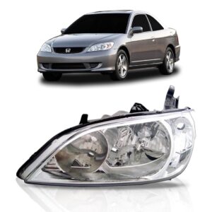 Farol Civic 2004 2005 2006 Cromado Foco Duplo 1ª Linha Esquerdo/motorista