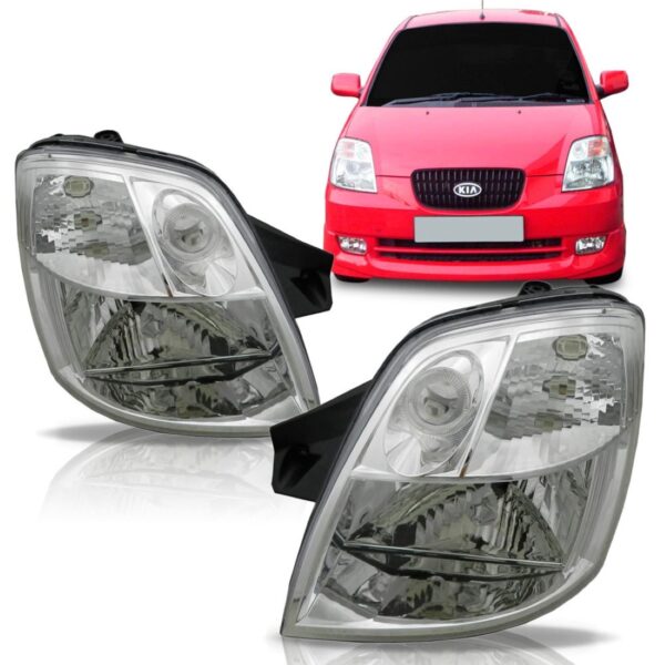 Farol Picanto 2005 2006 2007 2008 Cromado 1ª Linha - Esquerdo/motorista