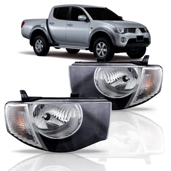 Farol L200 Triton 08 09 10 2011 2012 Mascara Negra 1ª Linha Esquerdo/motorista