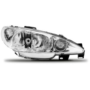 Farol Peugeot 206 2003/ Cromado Lente Lisa Foco Simples Lado Esquerdo