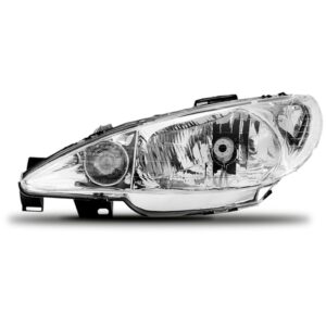 Farol Peugeot 206 2003/ Cromado Lente Lisa Foco Simples Lado Esquerdo