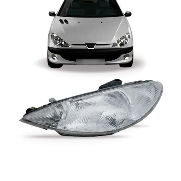 Farol Peugeot 206 1998 1999 2000 Lente Raiada Esquerdo