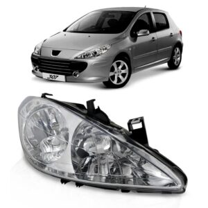 Farol Peugeot 307 2003 2004 2005 2006 Cromado 1ª Linha - Direito/passageiro