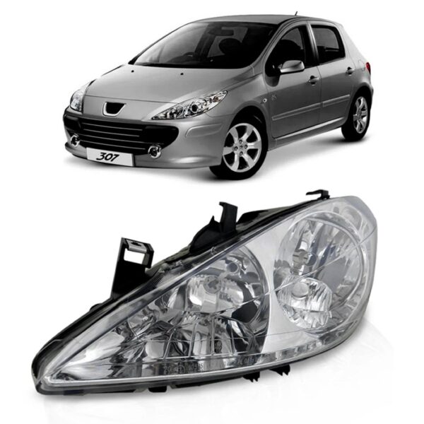 Farol Peugeot 307 2003 2004 2005 2006 Cromado 1ª Linha - Esquerdo/motorista