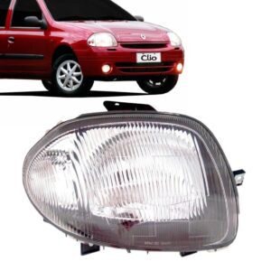 Farol Clio 1999 A 2001 Cromado Foco Simples 1ª Linha - Direito/passageiro