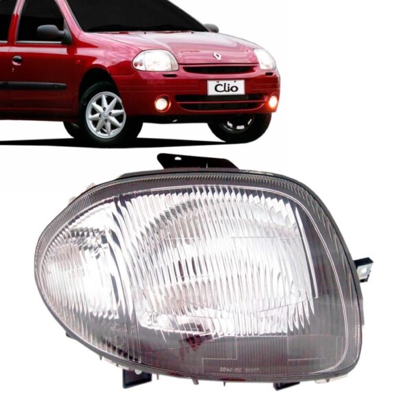 Farol Clio 1999 A 2001 Cromado Foco Simples 1ª Linha - Direito/passageiro