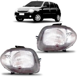 Farol Clio 1999 A 2001 Cromado Foco Simples 1ª Linha - Esquerdo/motorista