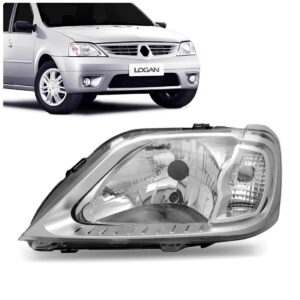 Farol Logan 2007 2008 2009 Cromado 1ª Linha Esquerdo/motorista