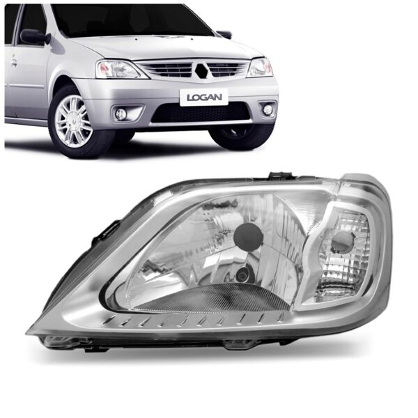 Farol Logan 2007 2008 2009 Cromado 1ª Linha Esquerdo/motorista