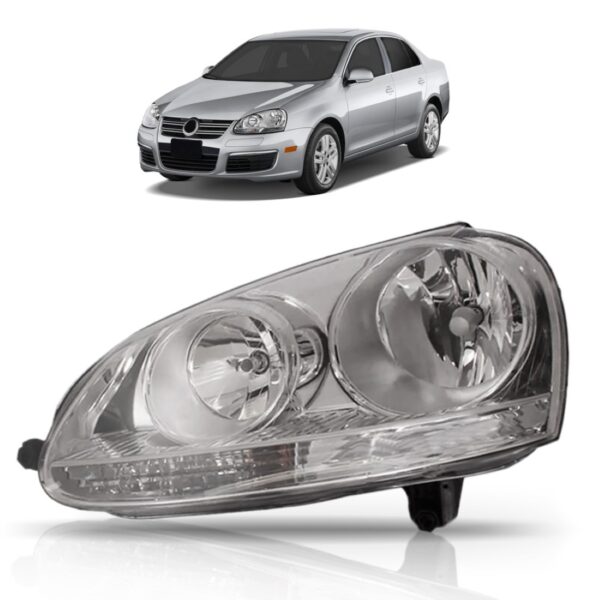 Farol Jetta 2005 2006 2007 2008 2009 2010 Cromado 1ª Linha Esquerdo/motorista