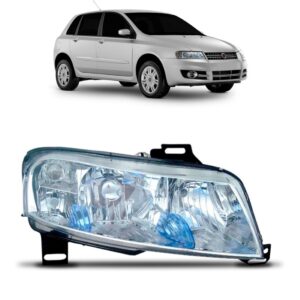 Farol Stilo 2002 A 2009 Cromado Sem Auxiliar Plug Quadrado Lado Direito