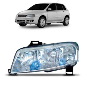Farol Stilo 2002 A 2009 Cromado Sem Auxiliar Plug Quadrado Lado Esquerdo