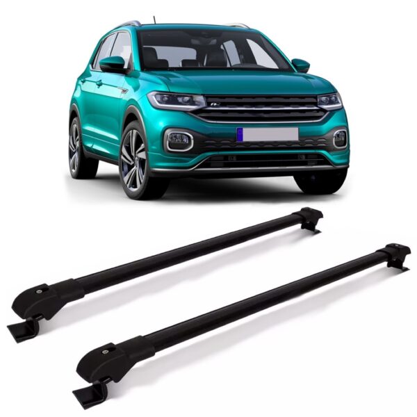 Travessa Bagageiro De Teto T-cross Tcross Volks  Slim Preta Preto