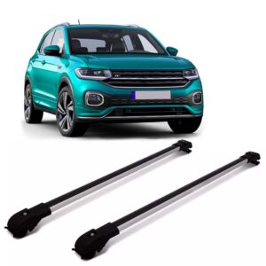 Rack De Teto Travessa T-cross Tcross Volks Slim Prata 45kg Preto