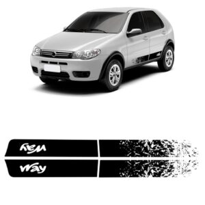 Adesivo Lateral Para Fiat Palio Way 2015 2016 17 2018 Preto