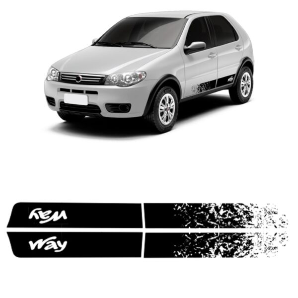 Adesivo Lateral Para Fiat Palio Way 2015 2016 17 2018 Preto