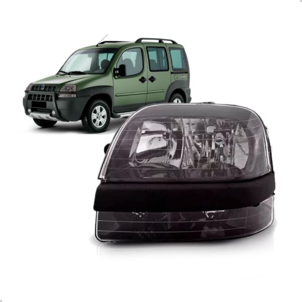 Farol Doblo 2002 03 04 2005 2007 2008 Mascara Negra 1ª Linha Esquerdo/motorista