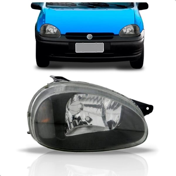 Farol Para Corsa 2000 01 02 03 04 06 07 08 10 Mascara Negra Lado Direito