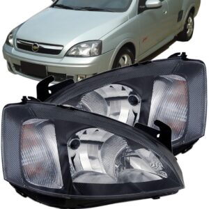 Farol Máscara Negra Corsa Hatch Sedan 03/08 Montana 1ª Linha Esquerdo/motorista