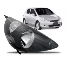 Farol Honda Fit 03 04 2005 2006 2007 Mascara Negra 1ª Linha - Direito/passageiro