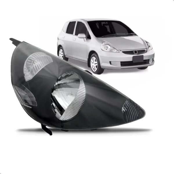 Farol Honda Fit 03 04 2005 2006 2007 Mascara Negra 1ª Linha - Direito/passageiro