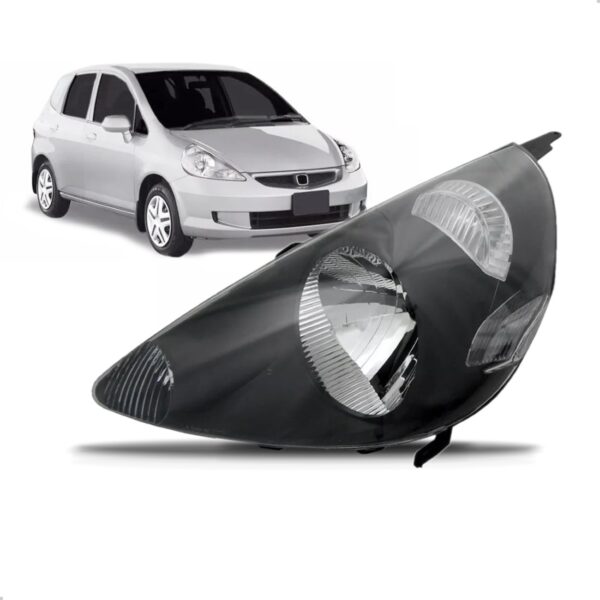 Farol Honda Fit 03 04 2005 2006 2007 Mascara Negra 1ª Linha - Esquerdo/motorista