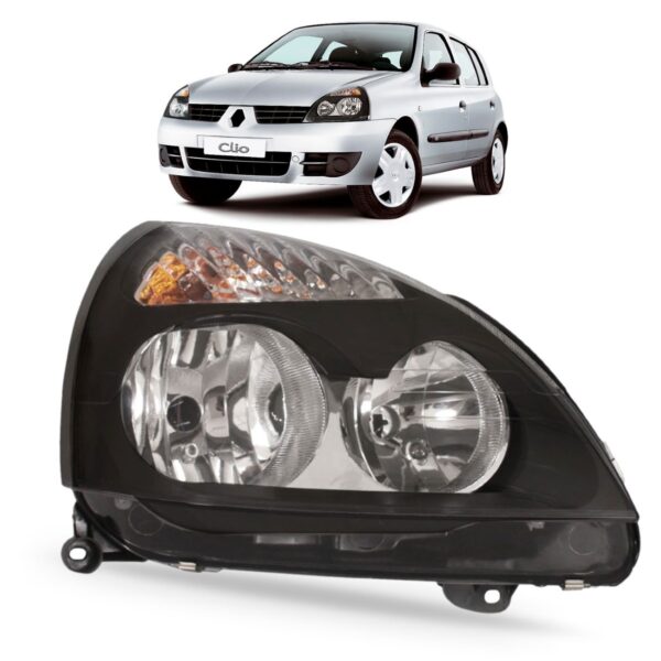 Farol Clio 2003 A 2005 Fumê Mascara Negra 1ª Linha Direito/passageiro