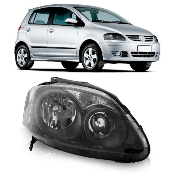 Farol Fox Spacefox Crossfox 2007 2008 2009 Foco Duplo Negro Lado Direito