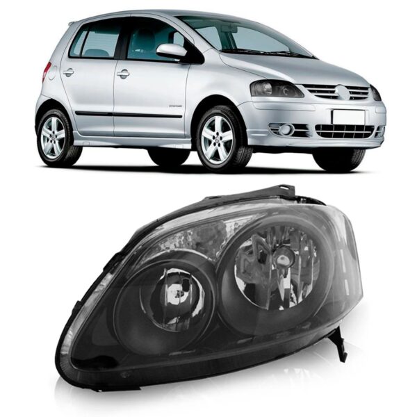 Farol Fox Spacefox Crossfox 2007 2008 2009 Foco Duplo Negro Lado Esquerdo