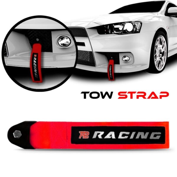 Tow Strap Hook Cinta Reboque Engate Parafusado Vermelho