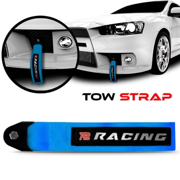 Tow Strap Hook Cinta Reboque Engate Parafusado Azul