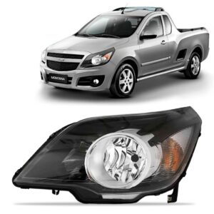 Farol Agile Montana 09 10 11 12 13 14 Mascara Negra 1ª Linha Esquerdo/motorista