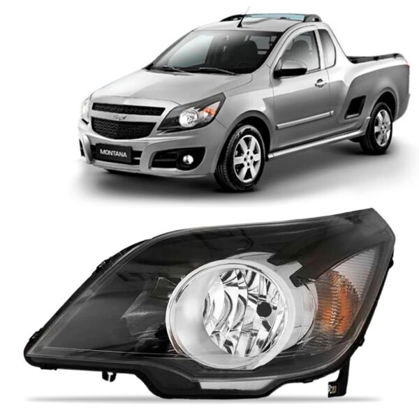 Farol Agile Montana 09 10 11 12 13 14 Mascara Negra 1ª Linha Esquerdo/motorista