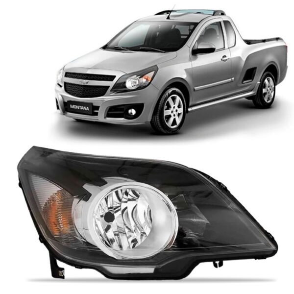 Farol Agile Montana 09 10 11 12 13 14 Mascara Negra 1ª Linha Direito/passageiro