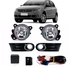 Kit Farol Milha Gol Saveiro Voyage G5 Grade C/ Aro Cromado