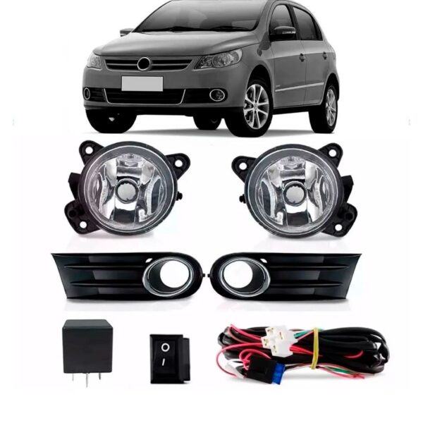 Kit Farol Milha Gol Saveiro Voyage G5 Grade C/ Aro Cromado