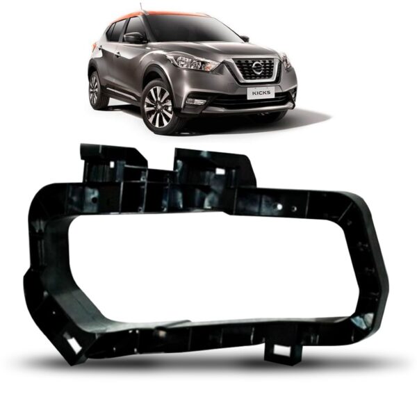 Suporte Moldura Farol Milha Kicks 2016 A 2018 Preta Lado Direito