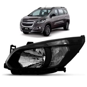 Farol Para Spin 2013 A 2015 Mascara Negra 1ª Linha - Esquerdo/motorista