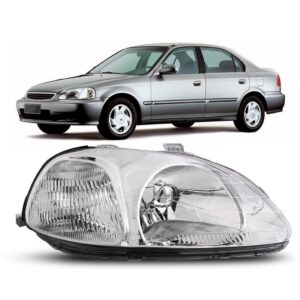 Farol Para Honda Civic 1996 1997 1998 Foco Simples 1ª Linha Direito/passageiro