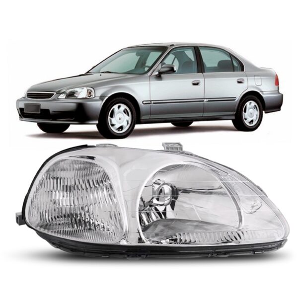 Farol Para Honda Civic 1996 1997 1998 Foco Simples 1ª Linha Direito/passageiro
