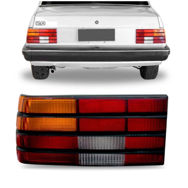 Lanterna Traseira Monza 1982/1990 Âmbar Friso Preto 1ª Linha Esquerdo Tricolor