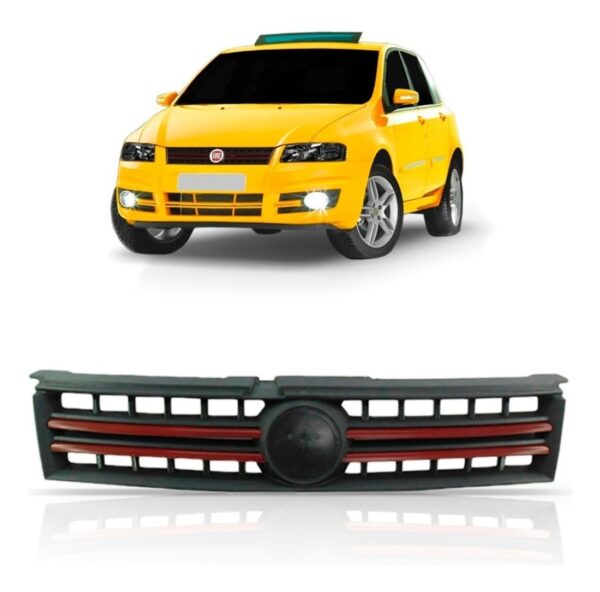 Grade Radiador Para Fiat  Stilo 2008 A 2012 Friso Vermelho