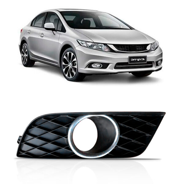 Moldura Milha New Civic 2012 2013 2014 2015 Aro Cinza Lado Direito