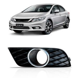 Moldura Milha New Civic 2012 2013 2014 2015 Aro Cinza Lado Esquerdo
