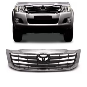 Grade Radiador Hilux 2012 A 2015 Pickup Com Moldura Cromada Preto